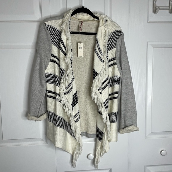 Anthropologie DOLAN Sonia Fringe Sweater Jacket Open Front - Picture 3 of 9